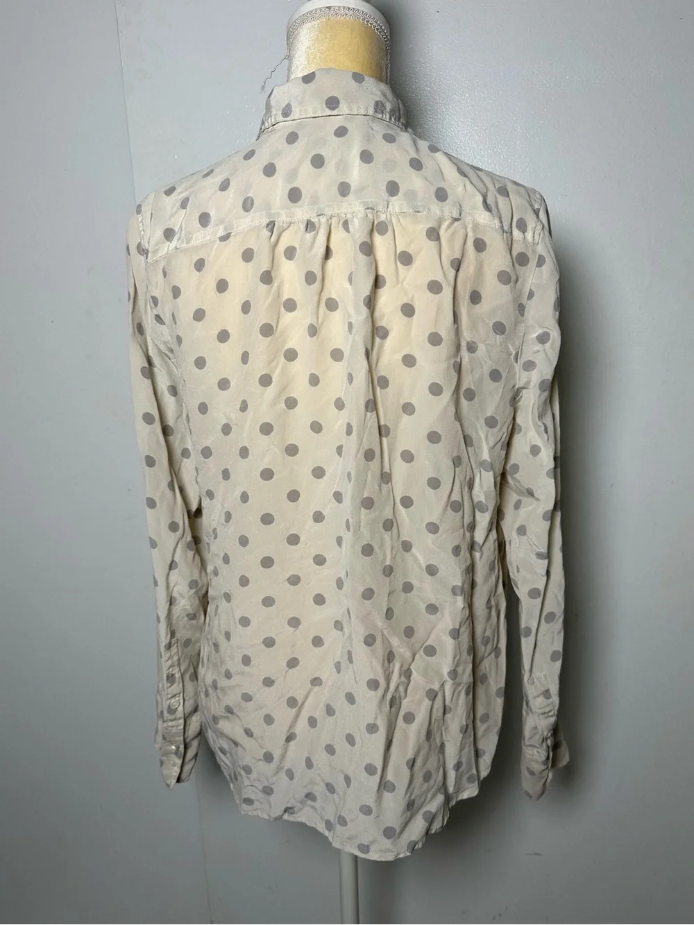 J.Crew 100% Silk Polka Dot Button-Down Shirt - Women’s Size 12